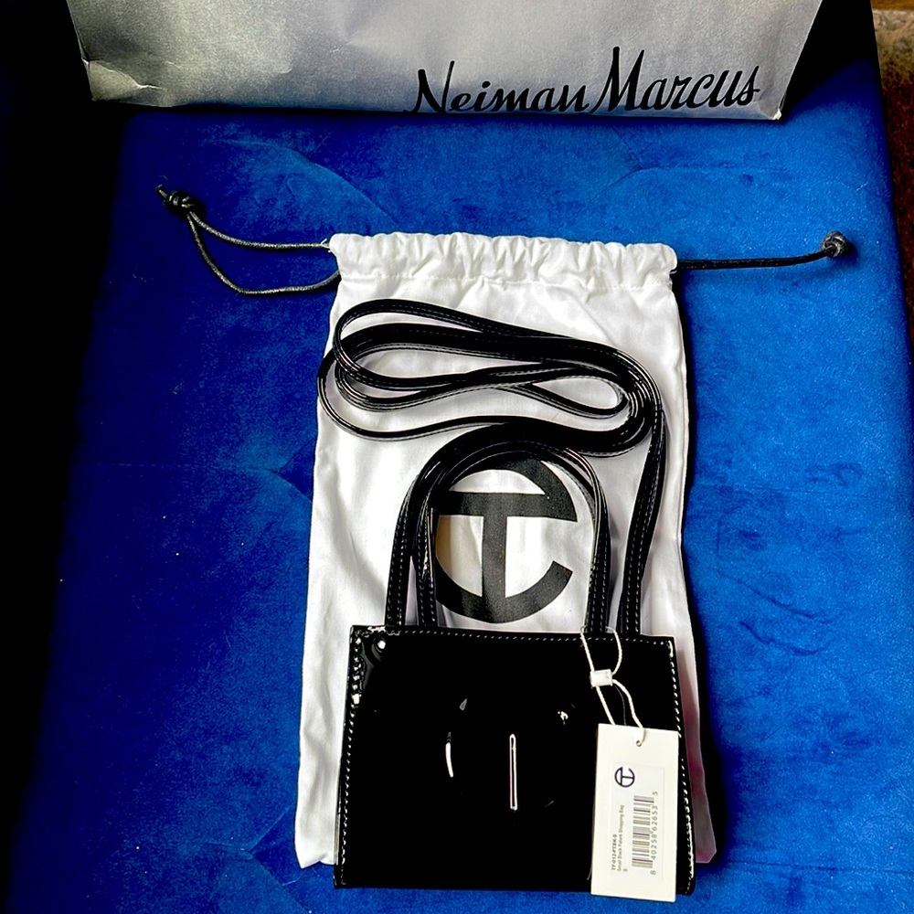 Small Black Patent Leather Teflar Bag